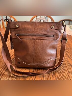 Born "Izabel" Crossbody Handbag Saddle Brown Genuine Leather Brown